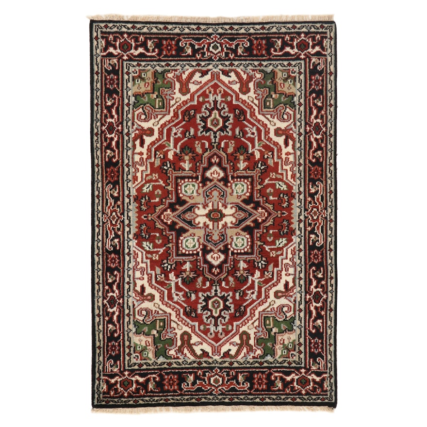 3'11 x 6'2 Hand-Knotted Indo-Persian Heriz Wool Area Rug