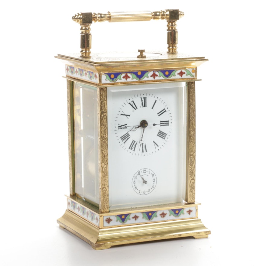 French Style Cloisonné Carriage Clock, 20th Century