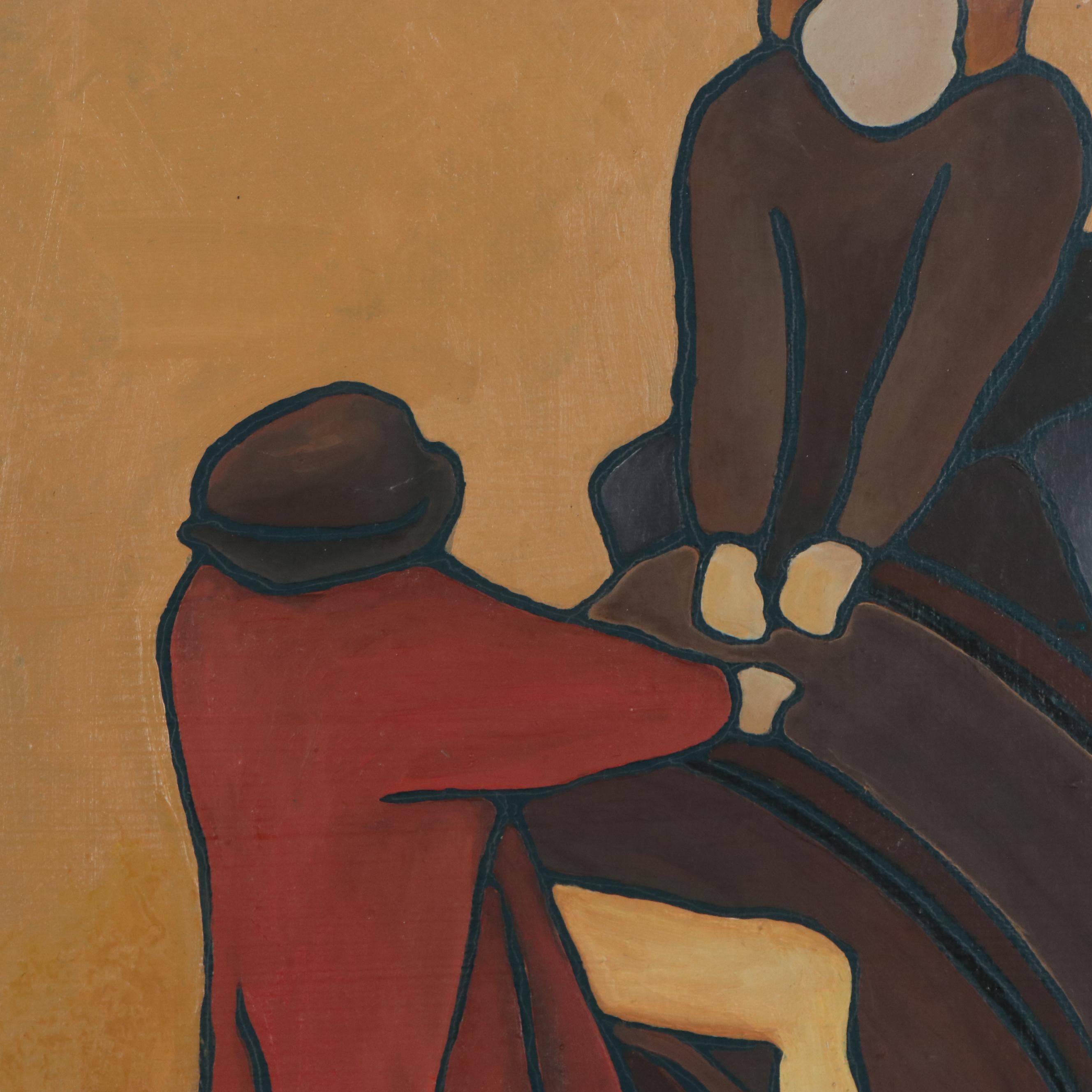 Figural Folk Art Oil Painting, 21st Century