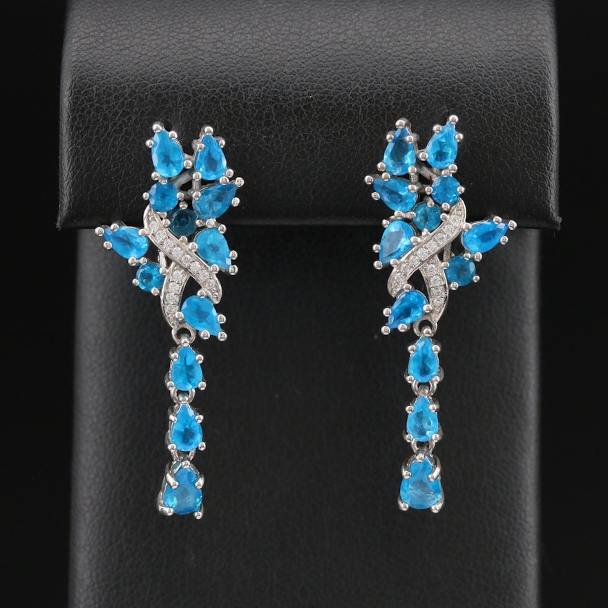 Sterling Apatite and Cubic Zirconia Cascade Earrings