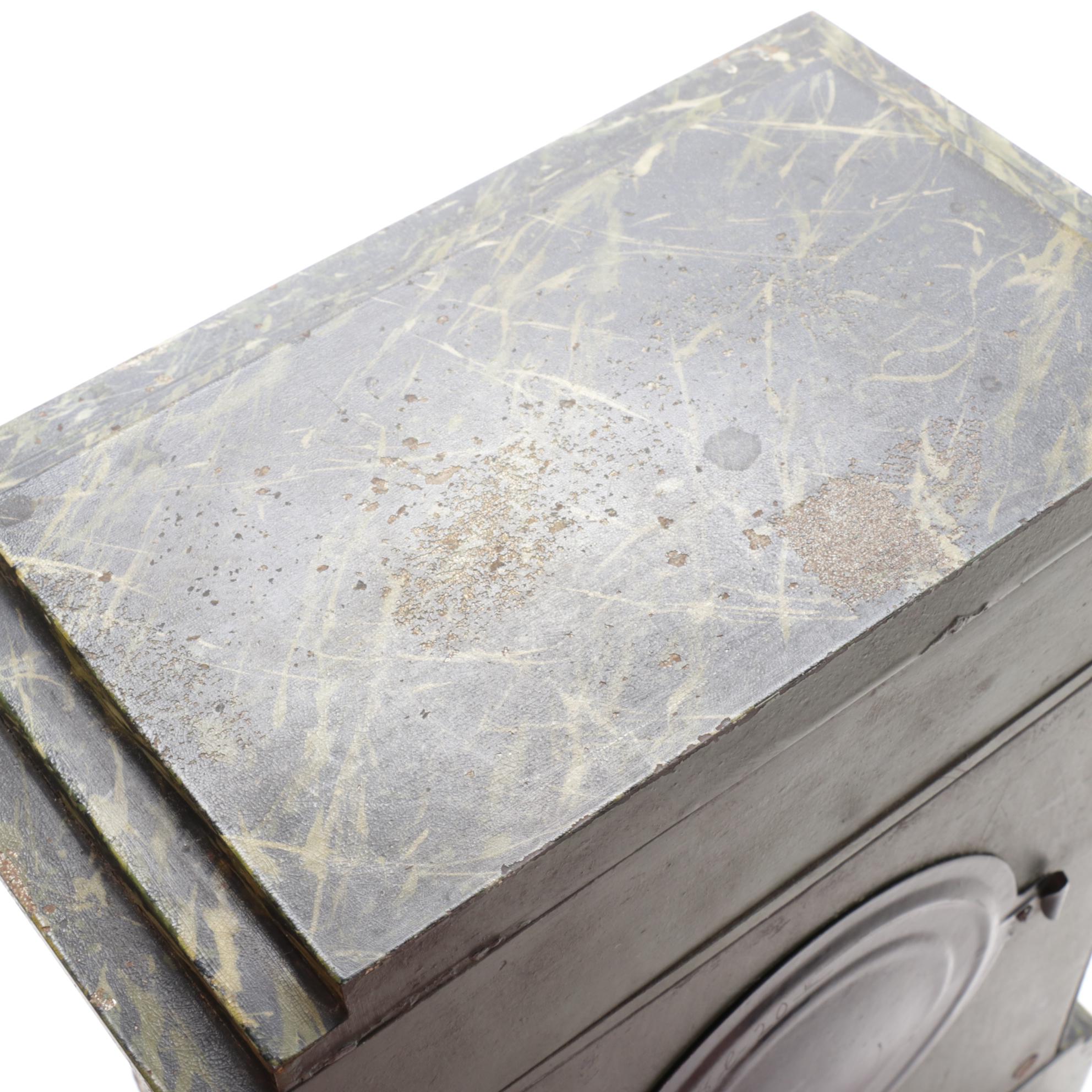 Ansonia Marblized Cast Iron Mantel Clock with Greek Frieze, Antique