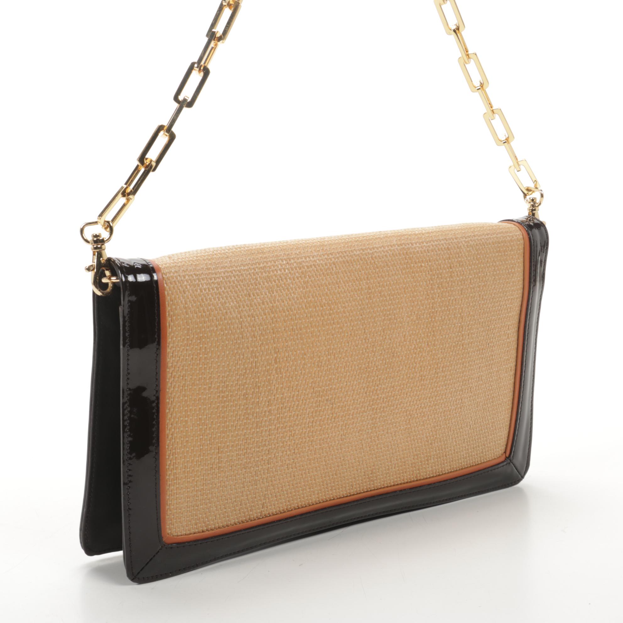 Tory Burch Woven Foldover Clutch Purse with Cole Haan Woven Leather Tote