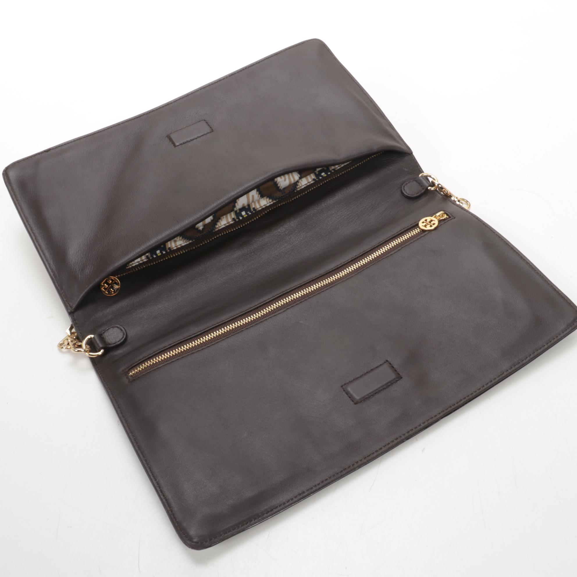 Tory Burch Woven Foldover Clutch Purse with Cole Haan Woven Leather Tote