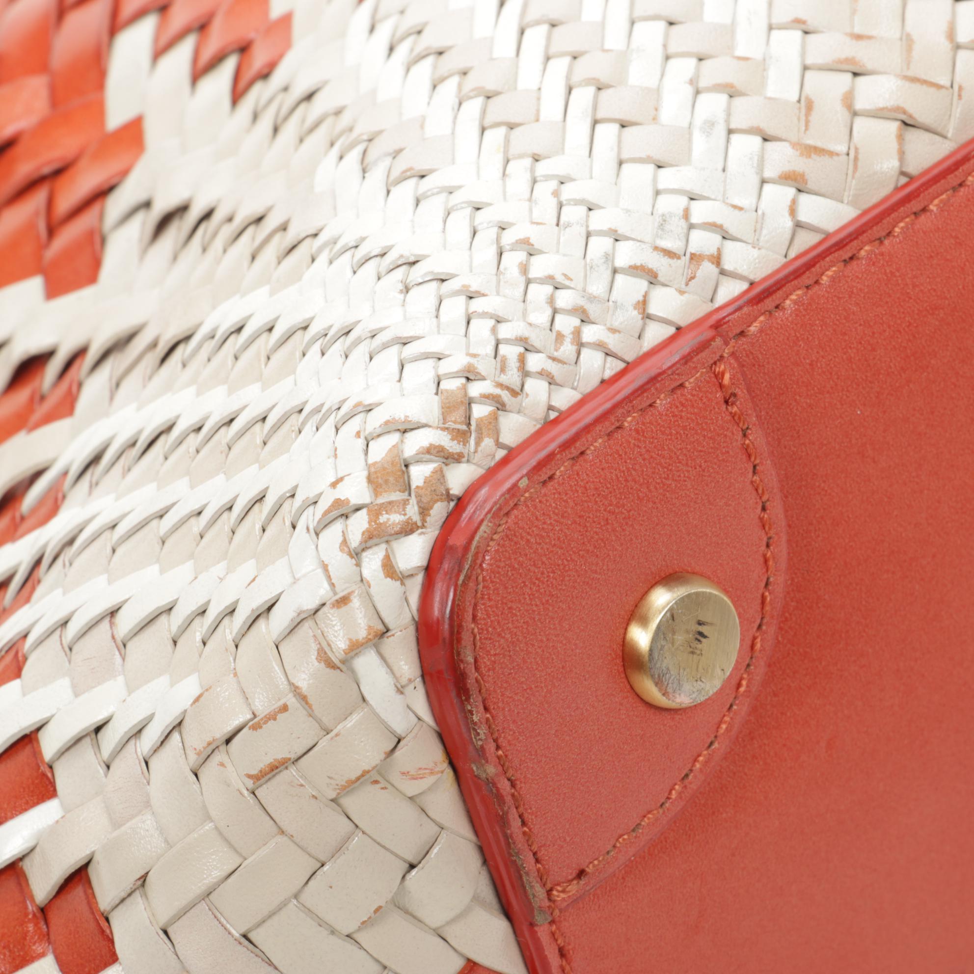 Tory Burch Woven Foldover Clutch Purse with Cole Haan Woven Leather Tote