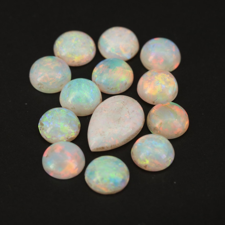 Loose 5.08 CTW Opal Cabochons Including Matched Pairs