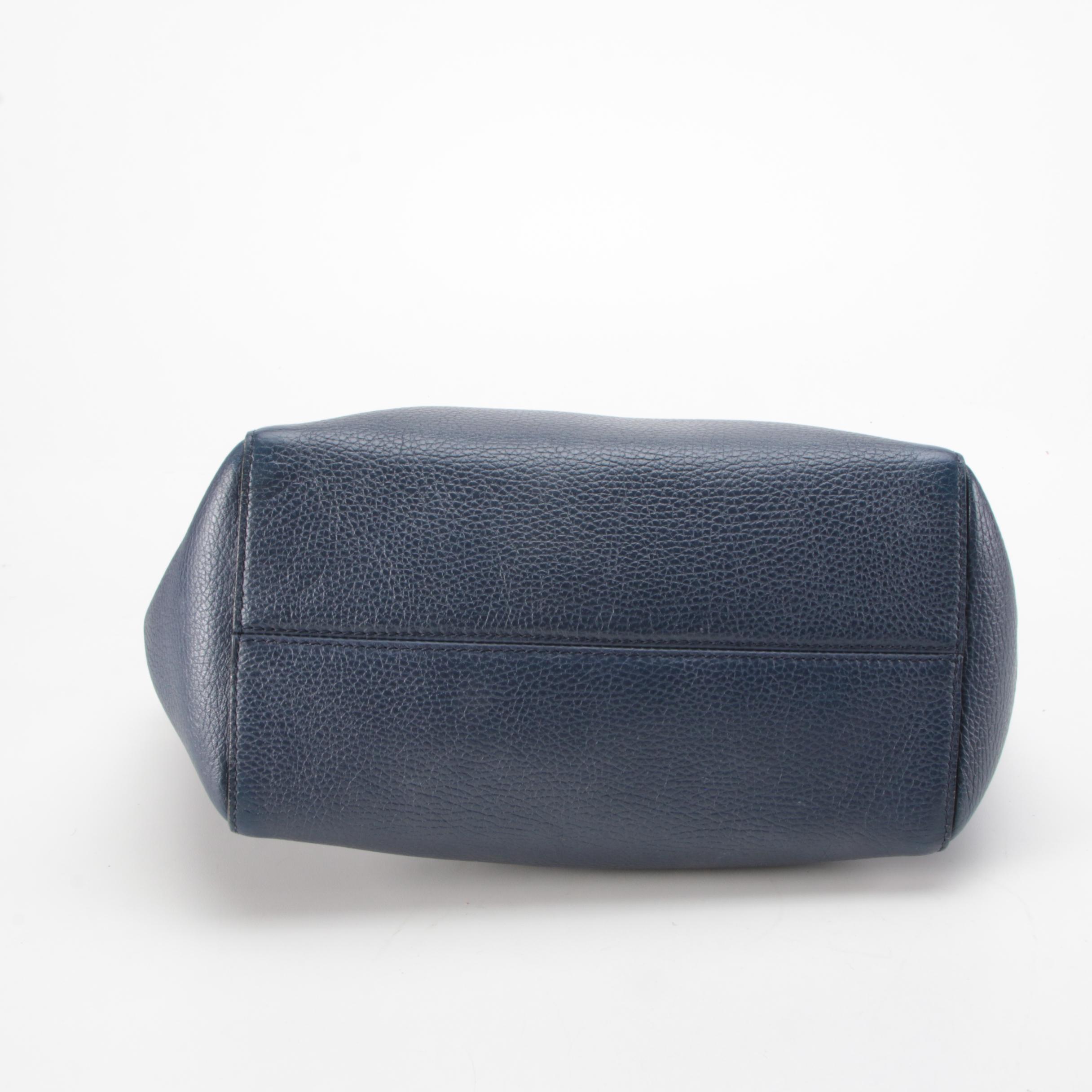 Gucci Small Swing Tote Bag in Navy Blue and Teal Pebbled Leather