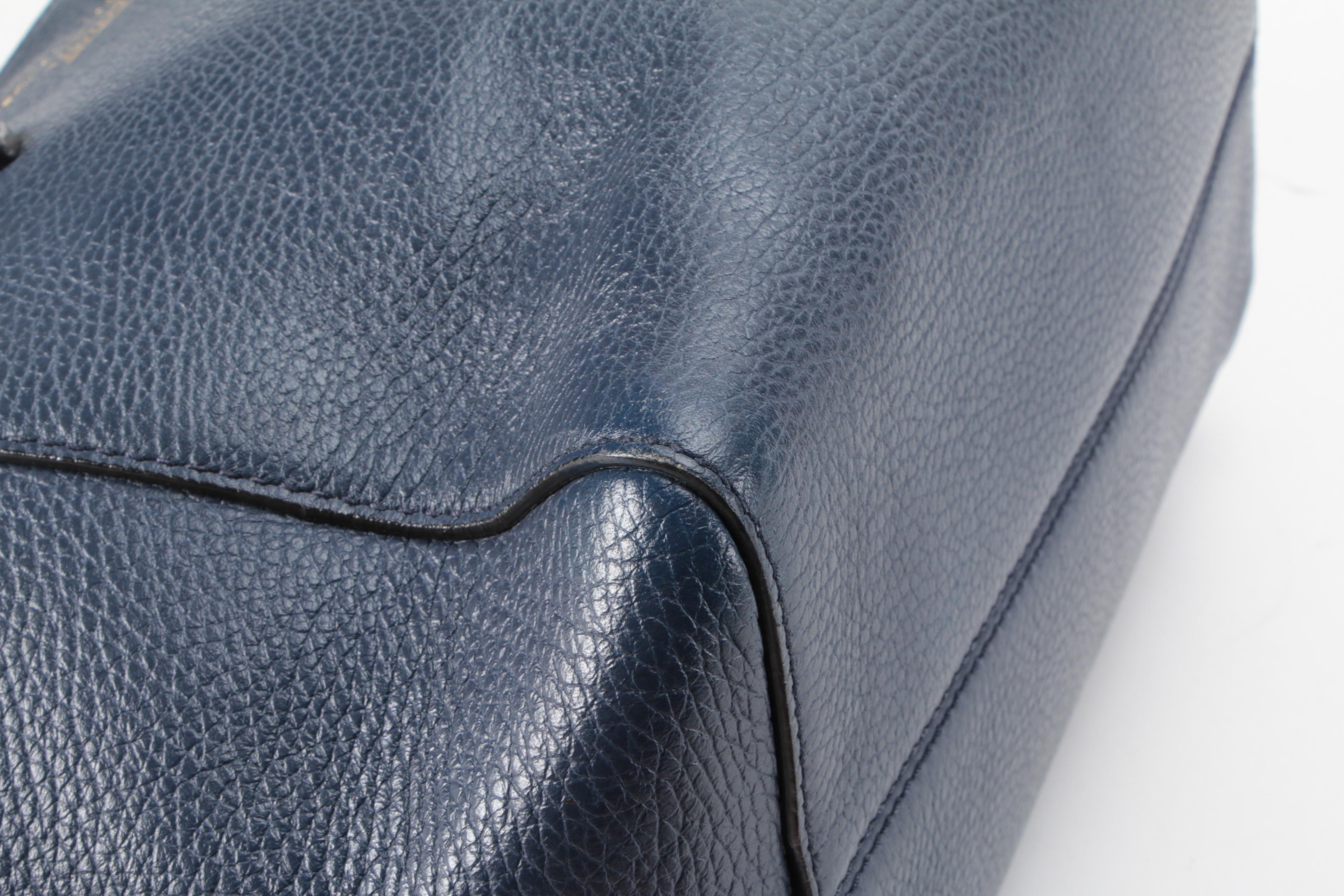 Gucci Small Swing Tote Bag in Navy Blue and Teal Pebbled Leather