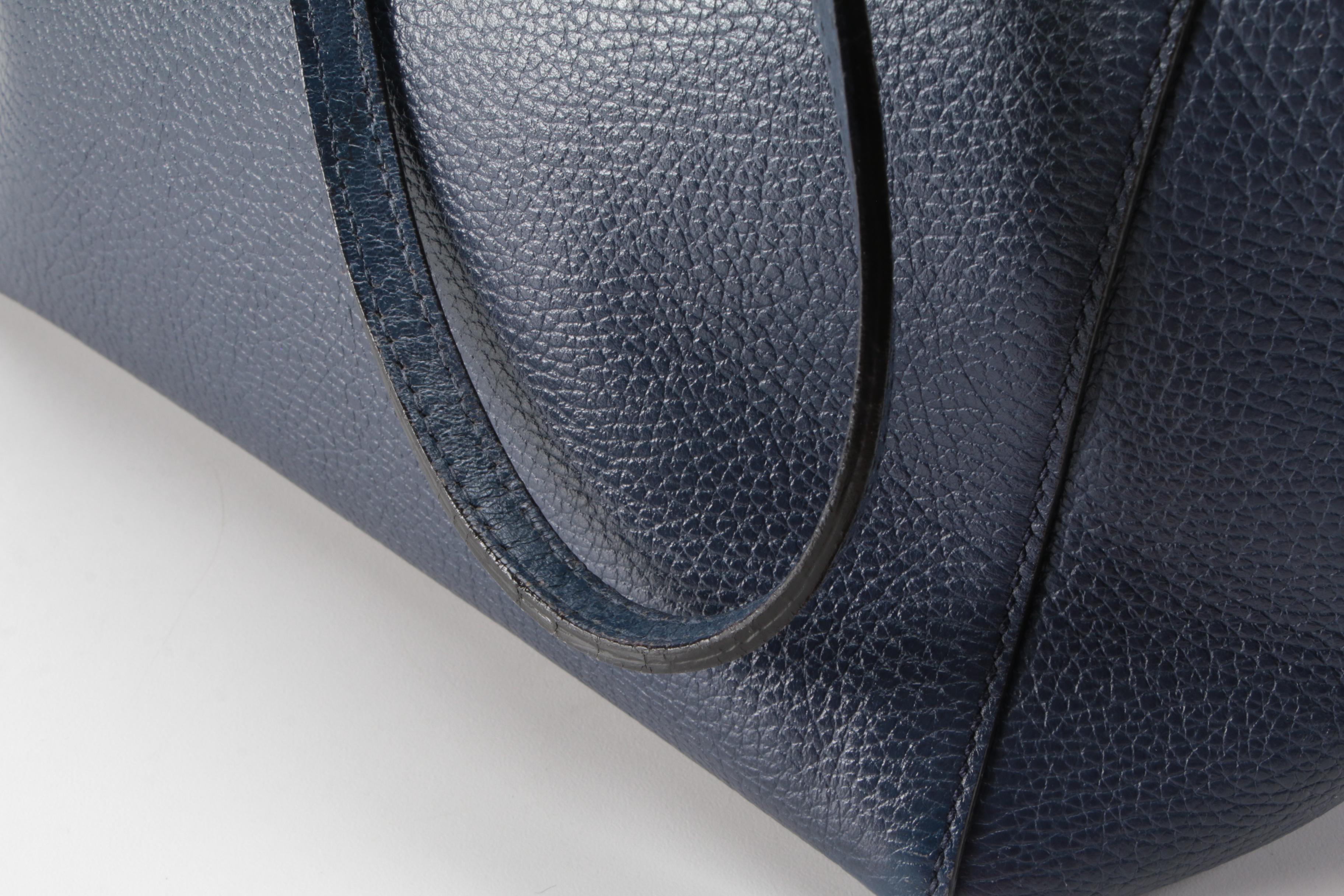 Gucci Small Swing Tote Bag in Navy Blue and Teal Pebbled Leather