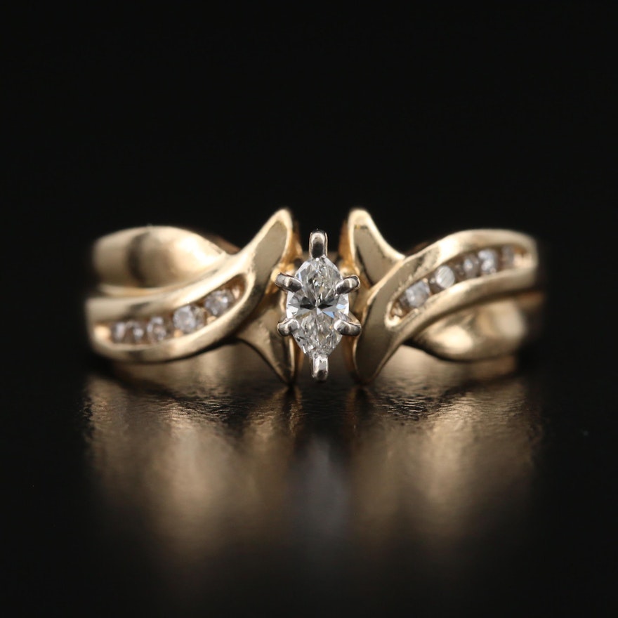 14K Diamond Ring with Twist Detail