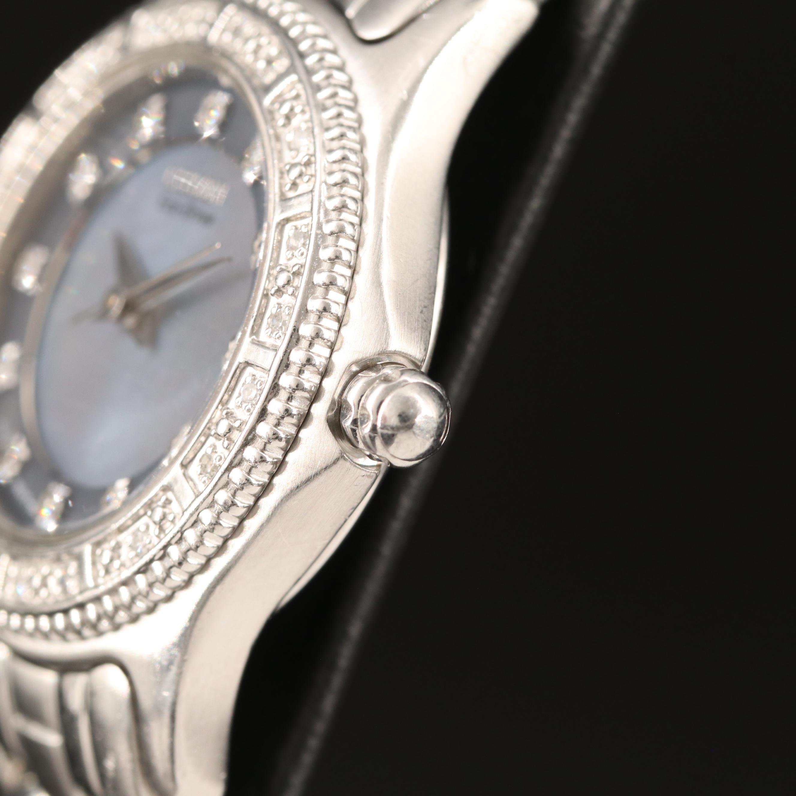 Citizen Eco-Drive Black Mother of Pearl and Diamond Dial Watch