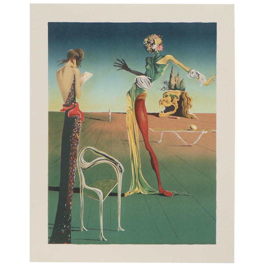 Lithograph after Salvador Dalí "Femme à la tête de roses"