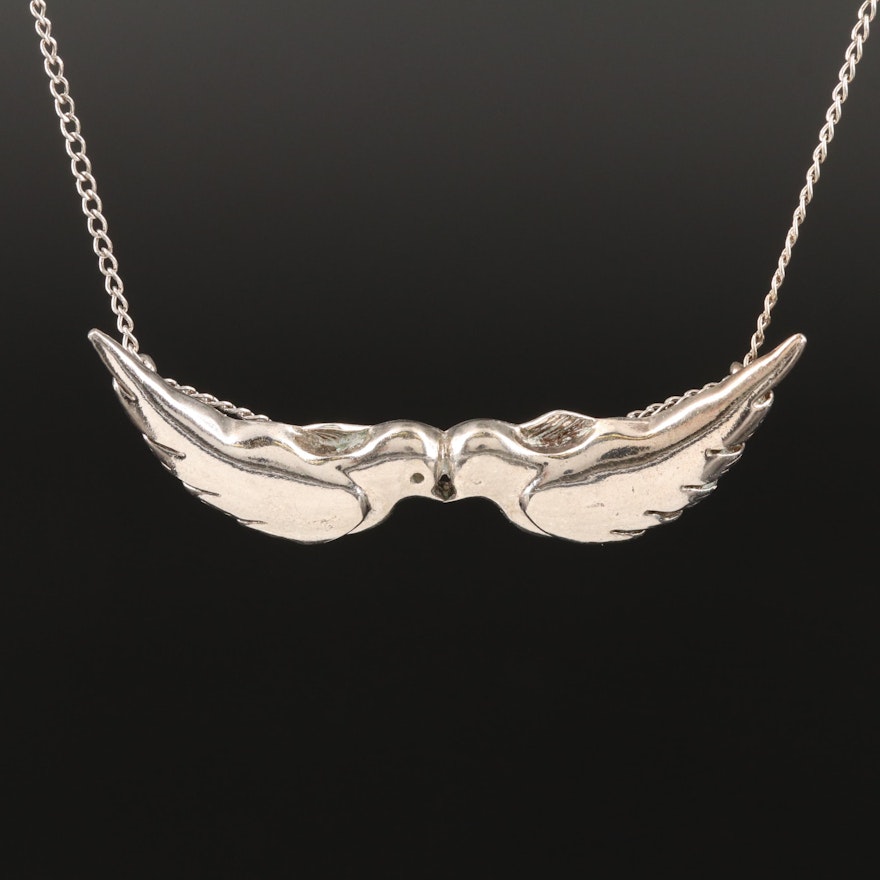 Sterling Love Birds Necklace