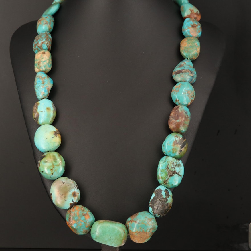 Turquoise Necklace with Sterling Silver Clasp