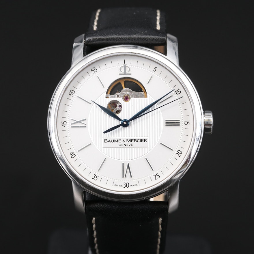 Baume & Mercier "Classima XL" Open Balance Stainless Steel Wristwatch