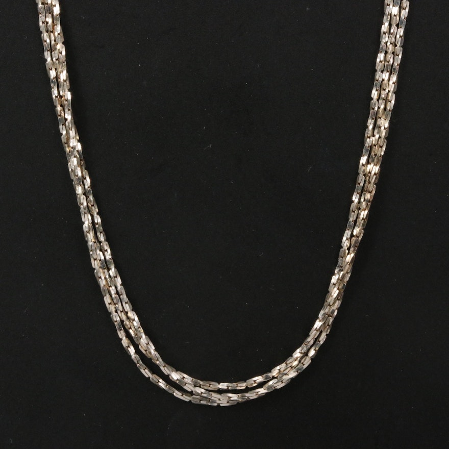 Sterling Triple Strand Chain Necklace