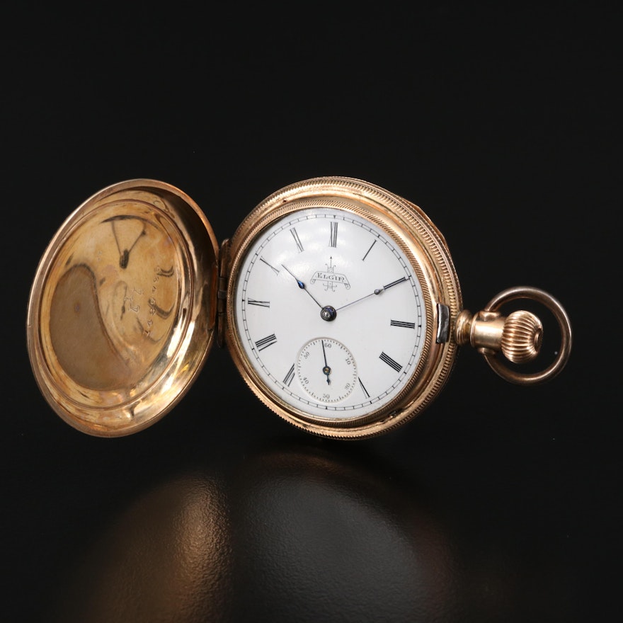 1891 Elgin 10K Gold Filled Hunting Case Pocket Watch