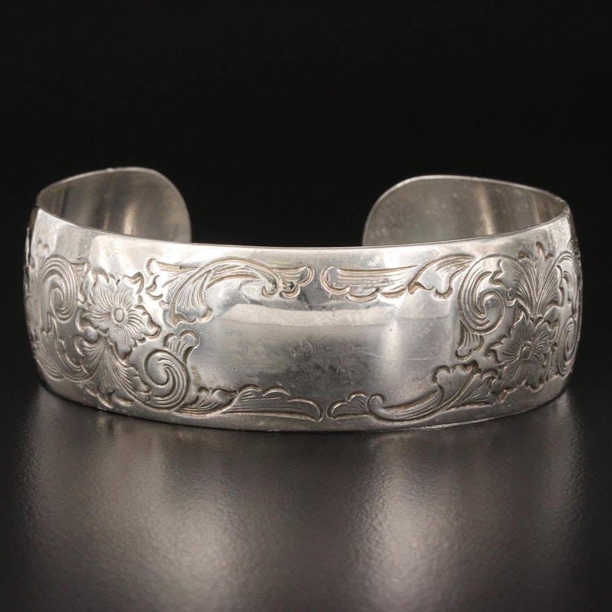 Vintage S. Kirk & Son Floral Engraved Cuff