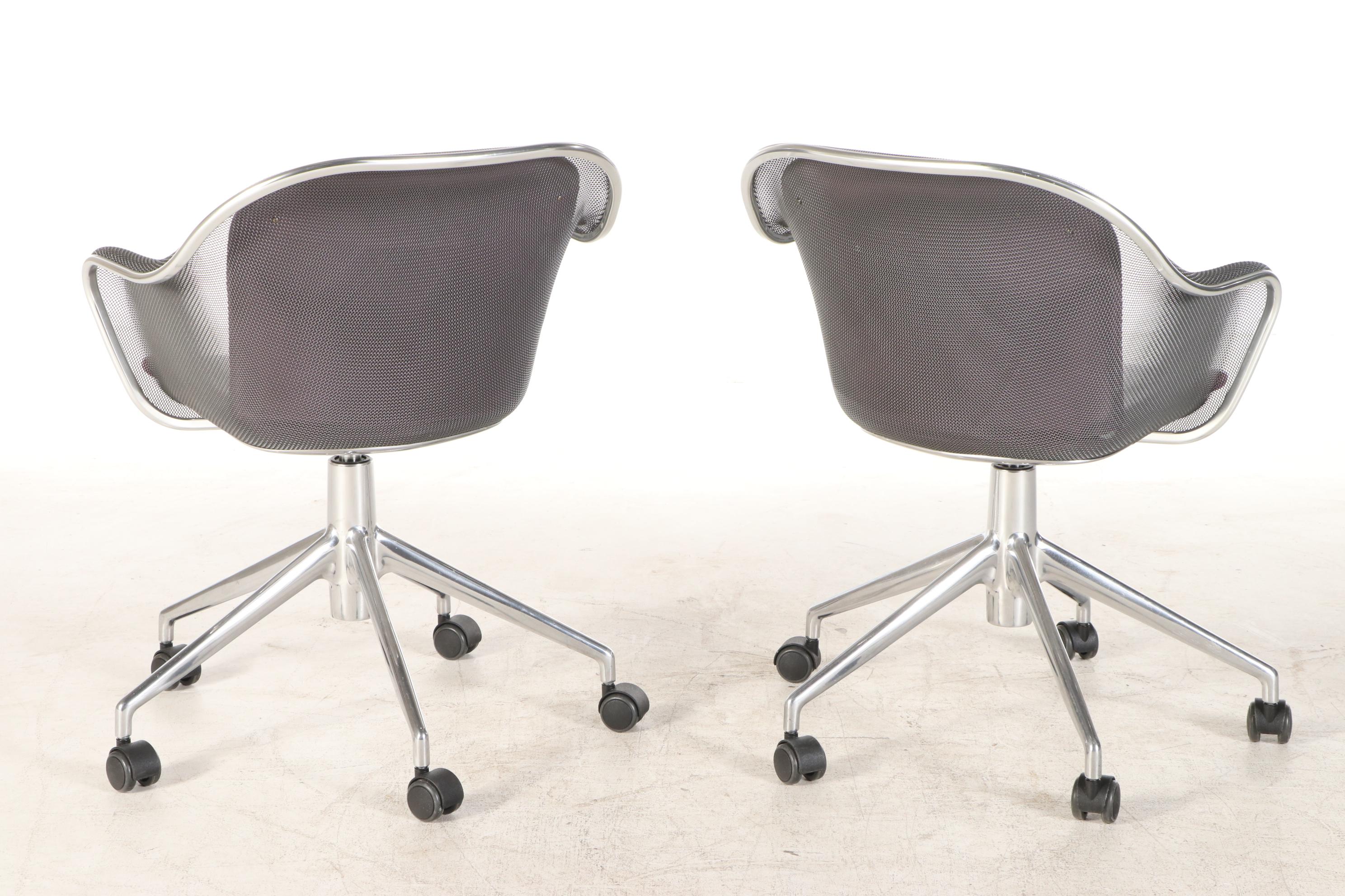B&B Italia "Maxalto" Mesh and Metal Swivel Office Chairs by Antonio Citterio
