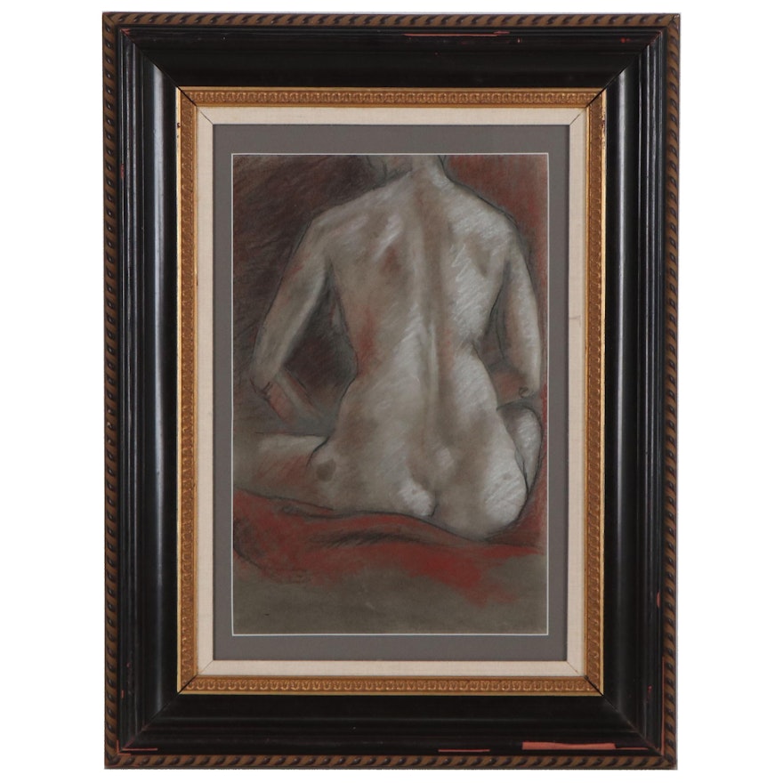 Laura L.C. Pastel Drawing of Nude Study, Late 20th Century