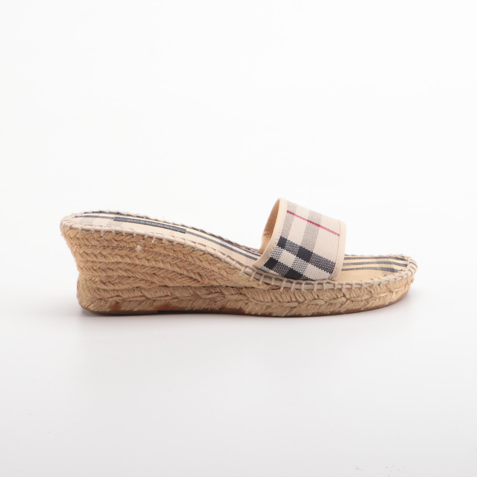 Burberry "Nova Check" Espadrille Wedge Sandals