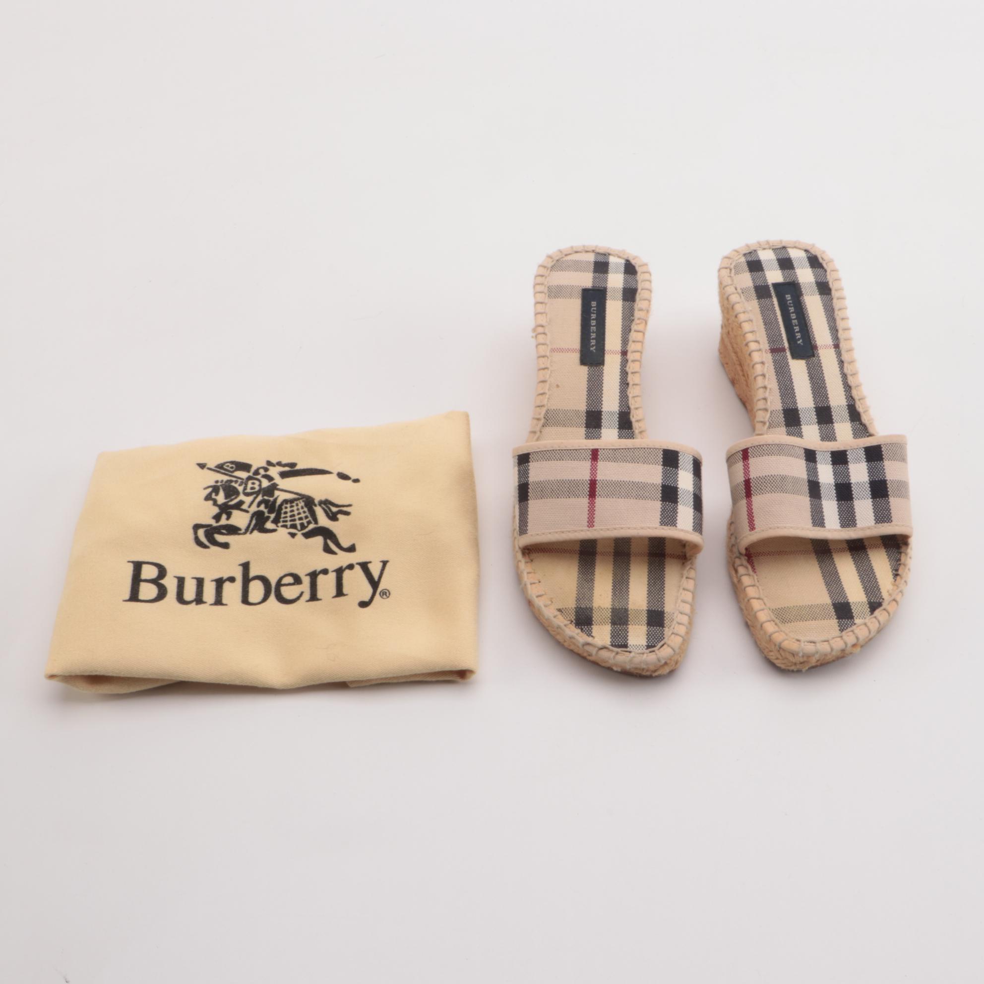 Burberry "Nova Check" Espadrille Wedge Sandals