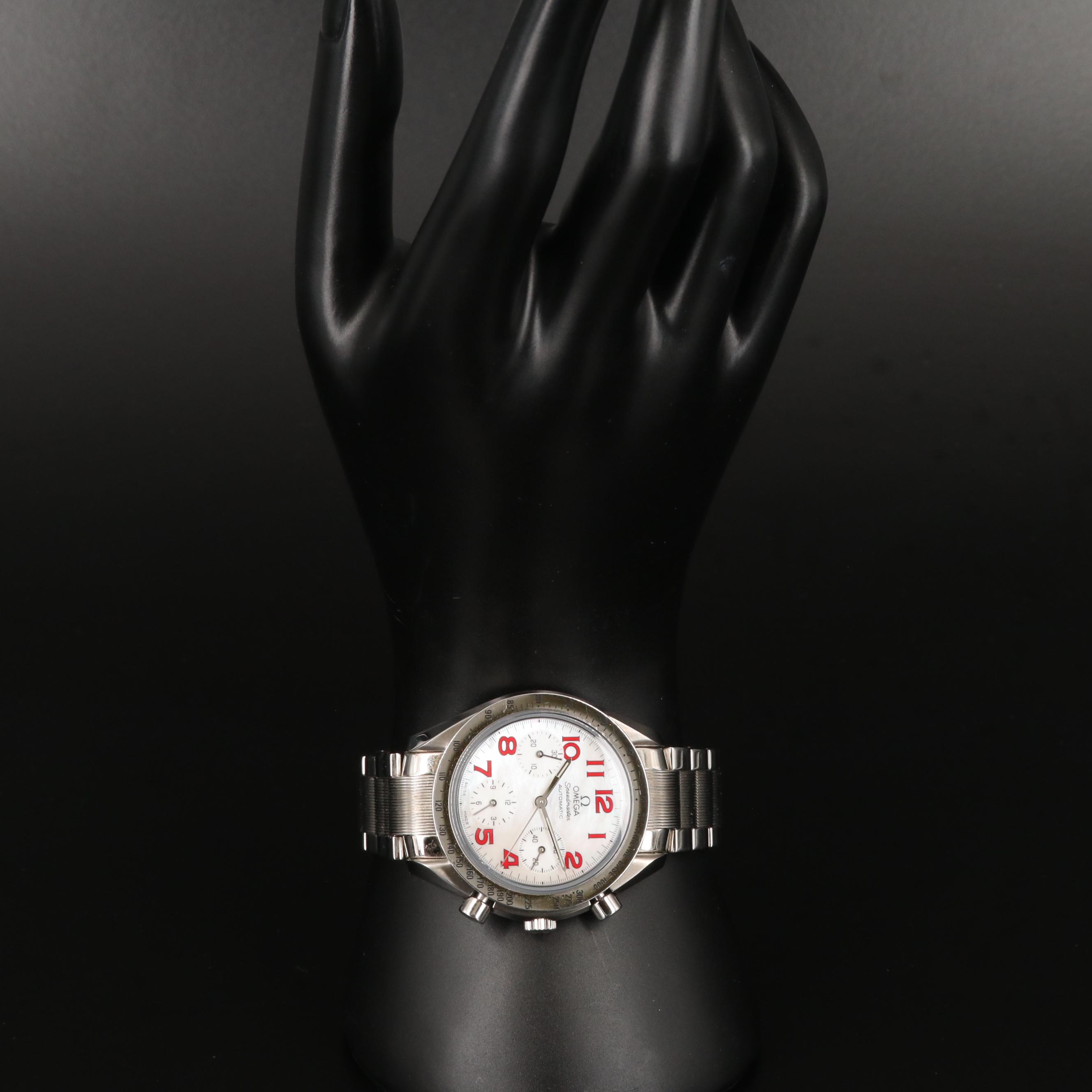 Omega "Speedmaster" Reduced Automatic Watch with Mother of Pearl Dial