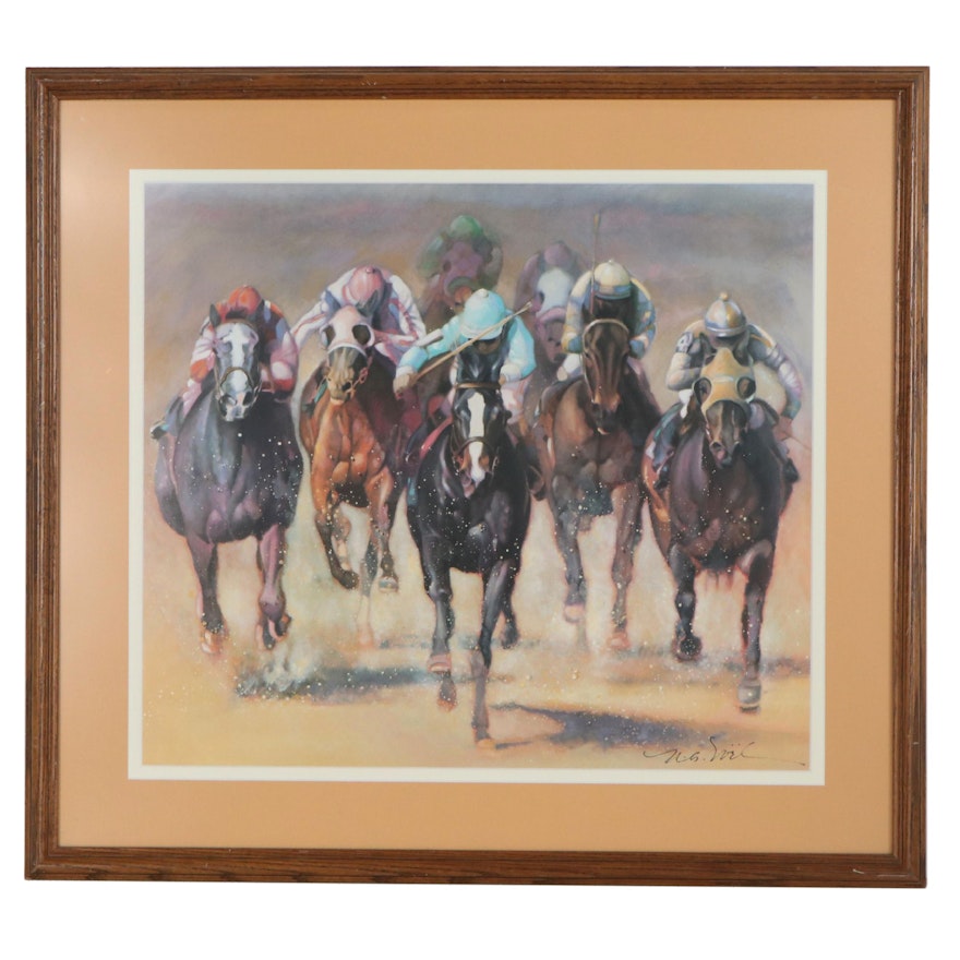 N.A. Noël Offset Lithograph of Horse Race "Odds Are," 21st Century
