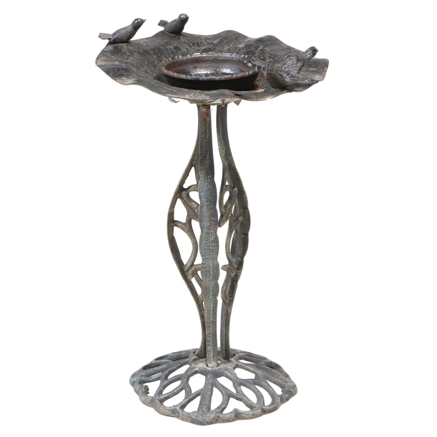 Cast Iron Garden Bird Bath, Late 20th Century