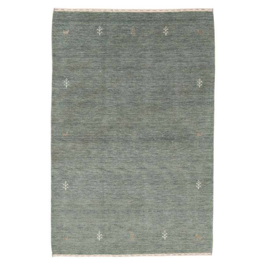 3'11 x 6' Hand-Knotted Indian Gabbeh Wool Area Rug