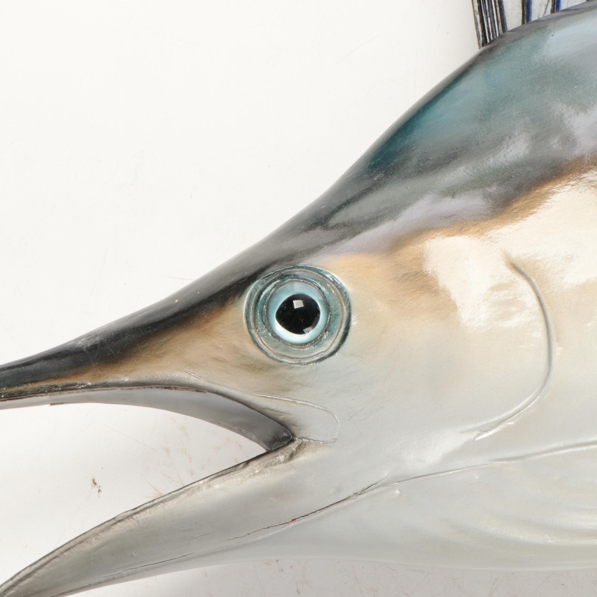 Blue Sailfish Fiberglass Fish Wall Mount