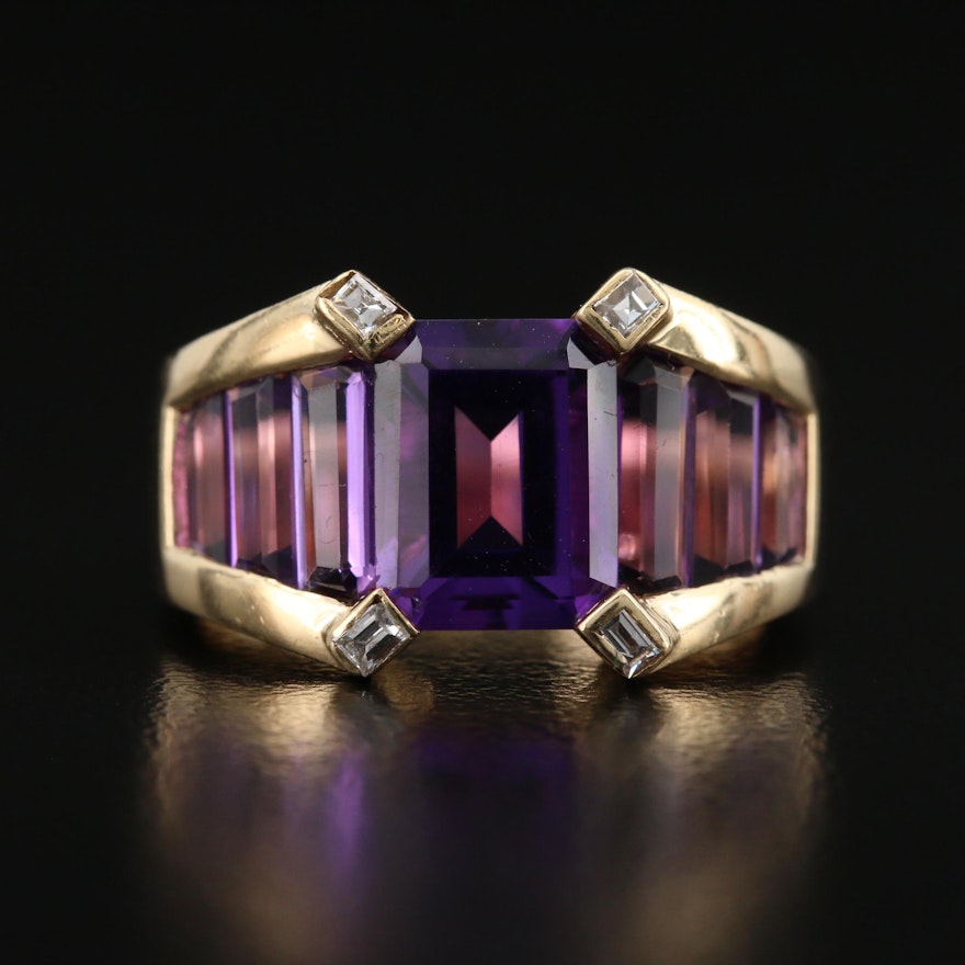 14K Amethyst and Diamond Ring