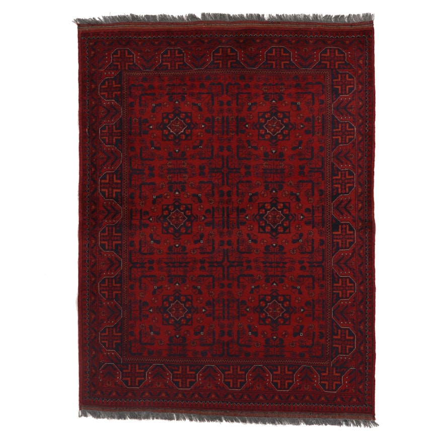 5' x 6'8 Hand-Knotted Afghan Kunduz Wool Area Rug