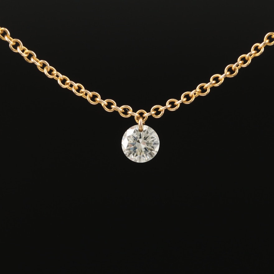 14K 0.15 CT Diamond Solitaire Necklace