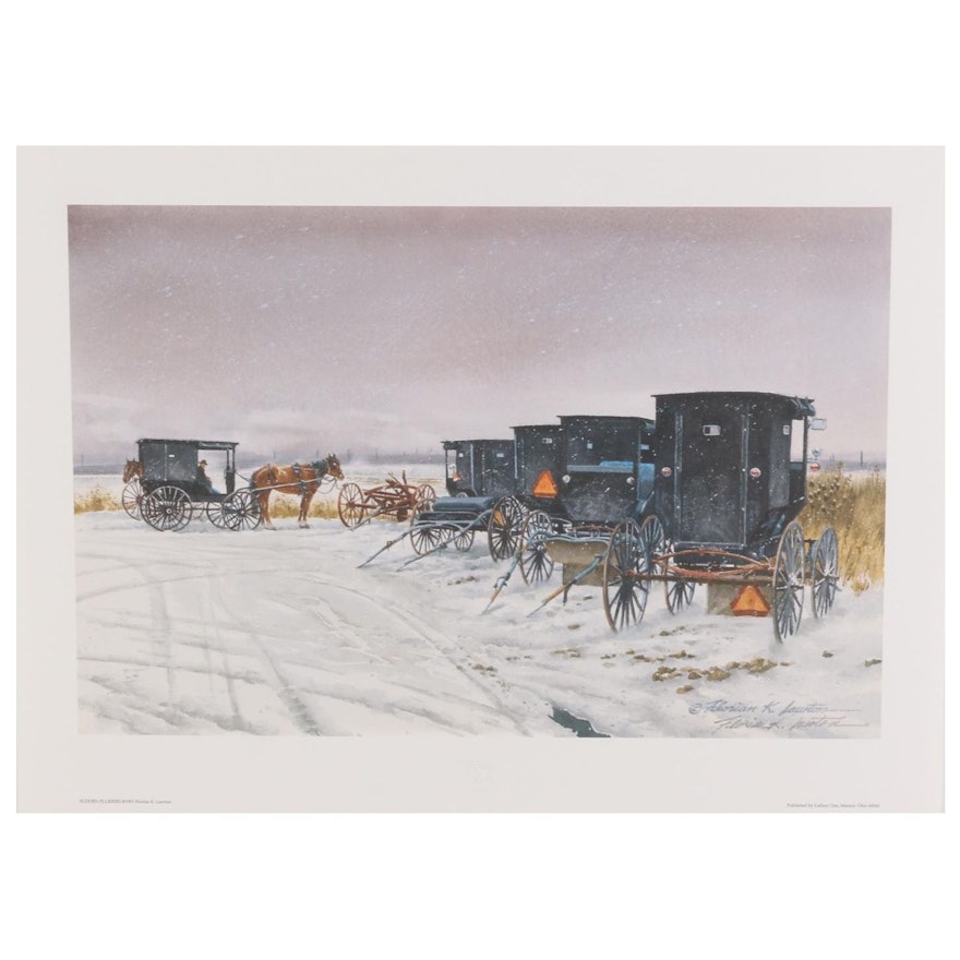 Florian K. Lawton Offset Lithograph "Sudden Flurries," circa 1991