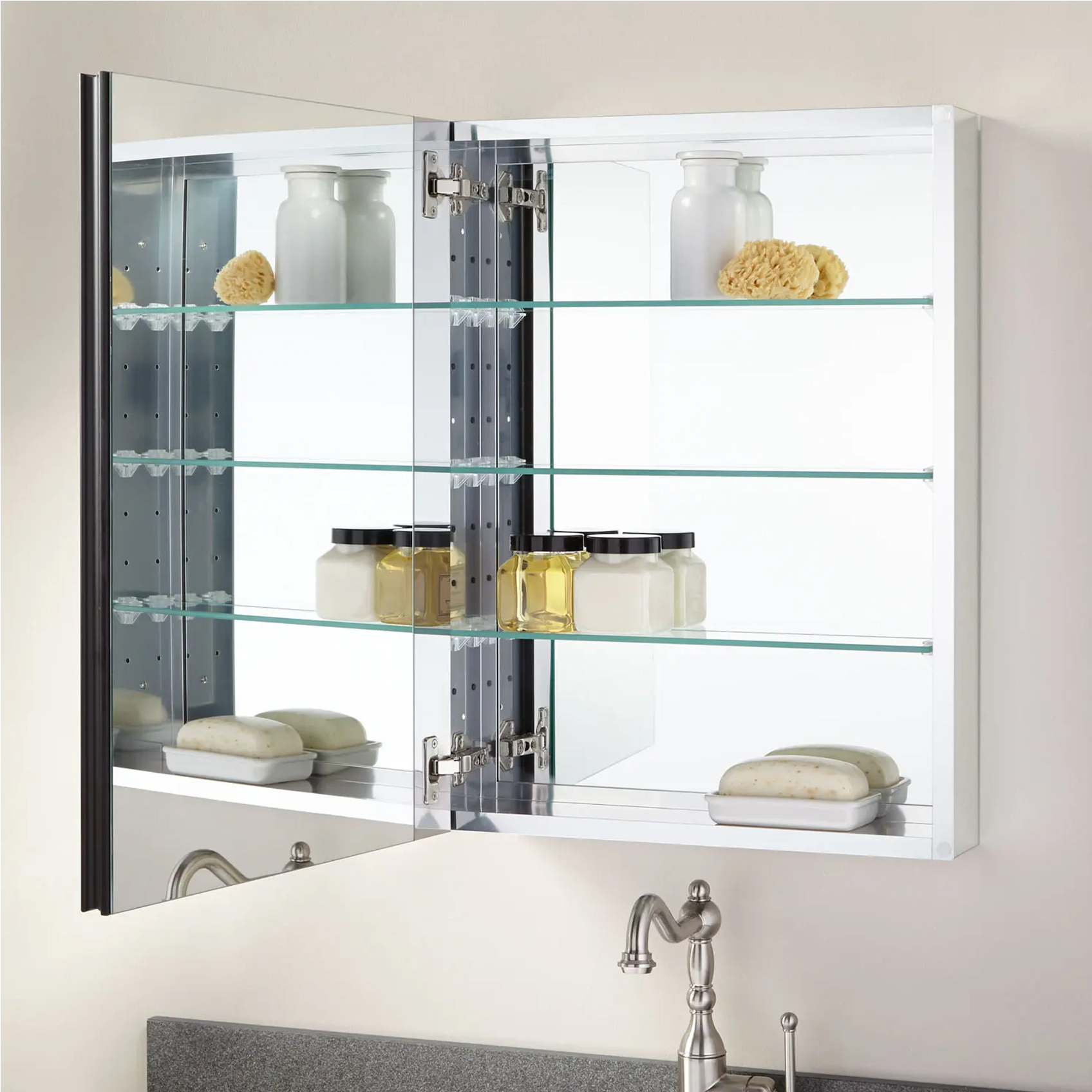 "Bernstein" 20" Aluminum Wall Mount Medicine Cabinet in Brushed Nickel Finish