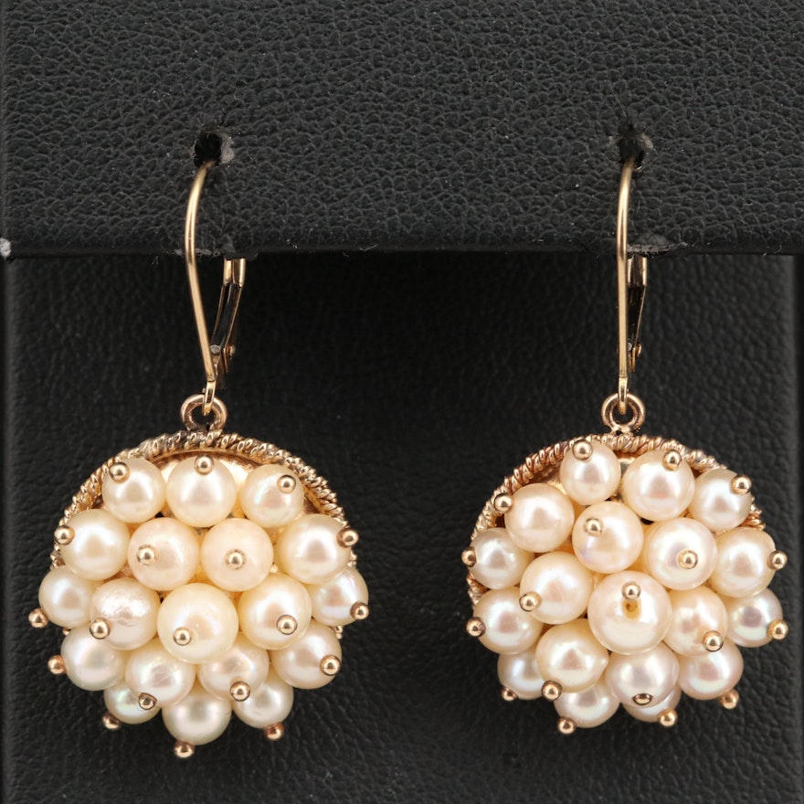 14K Pearl Cluster Earrings