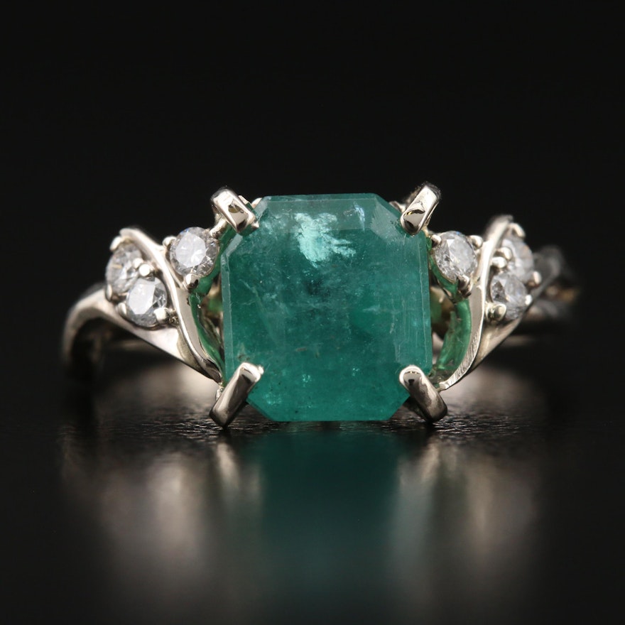 14K 3.06 CT Emerald and Diamond Ring with GIA Report