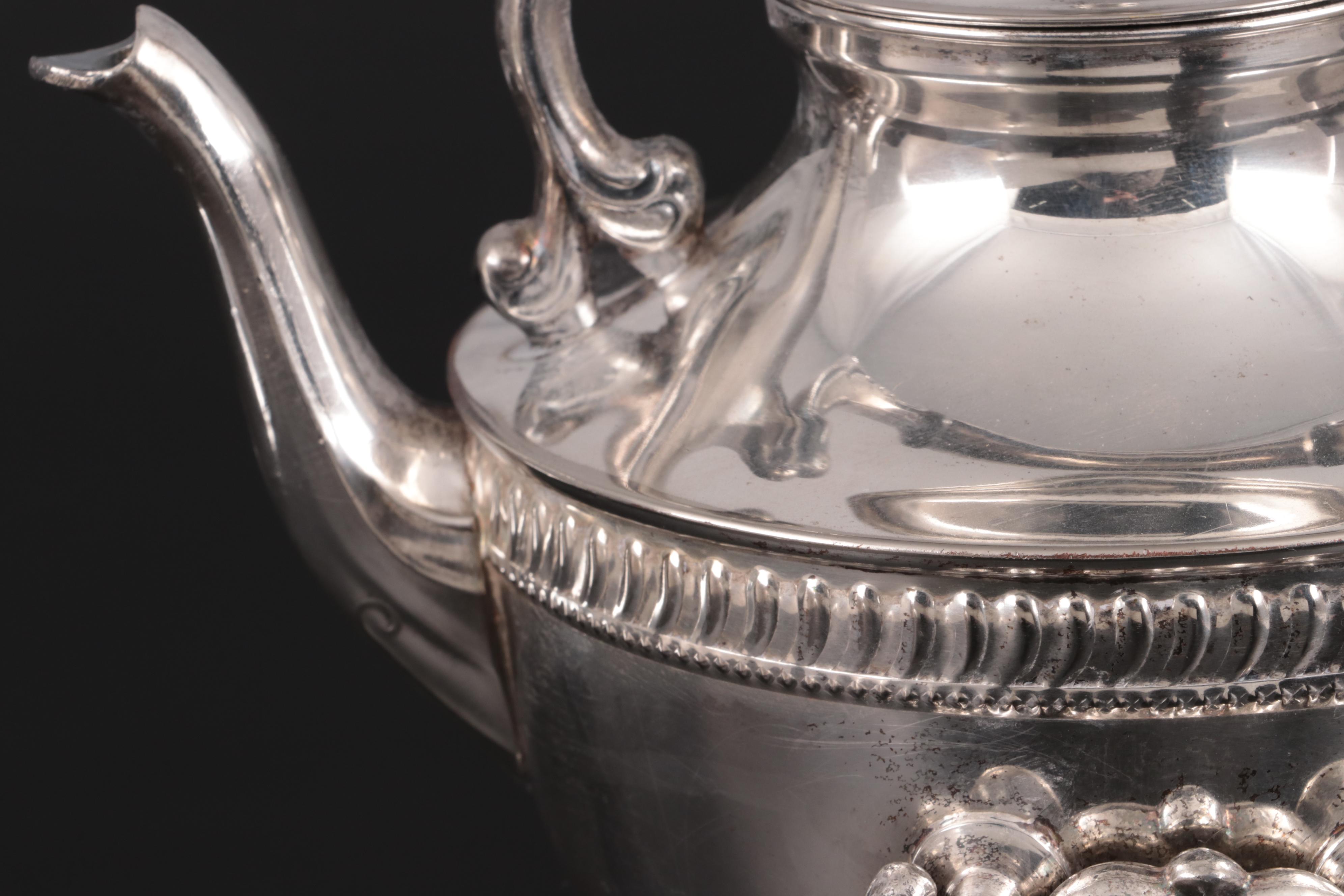 Lehman Brothers Silver Plate Hot Water Kettle on Stand, Early to Mid 20th C.