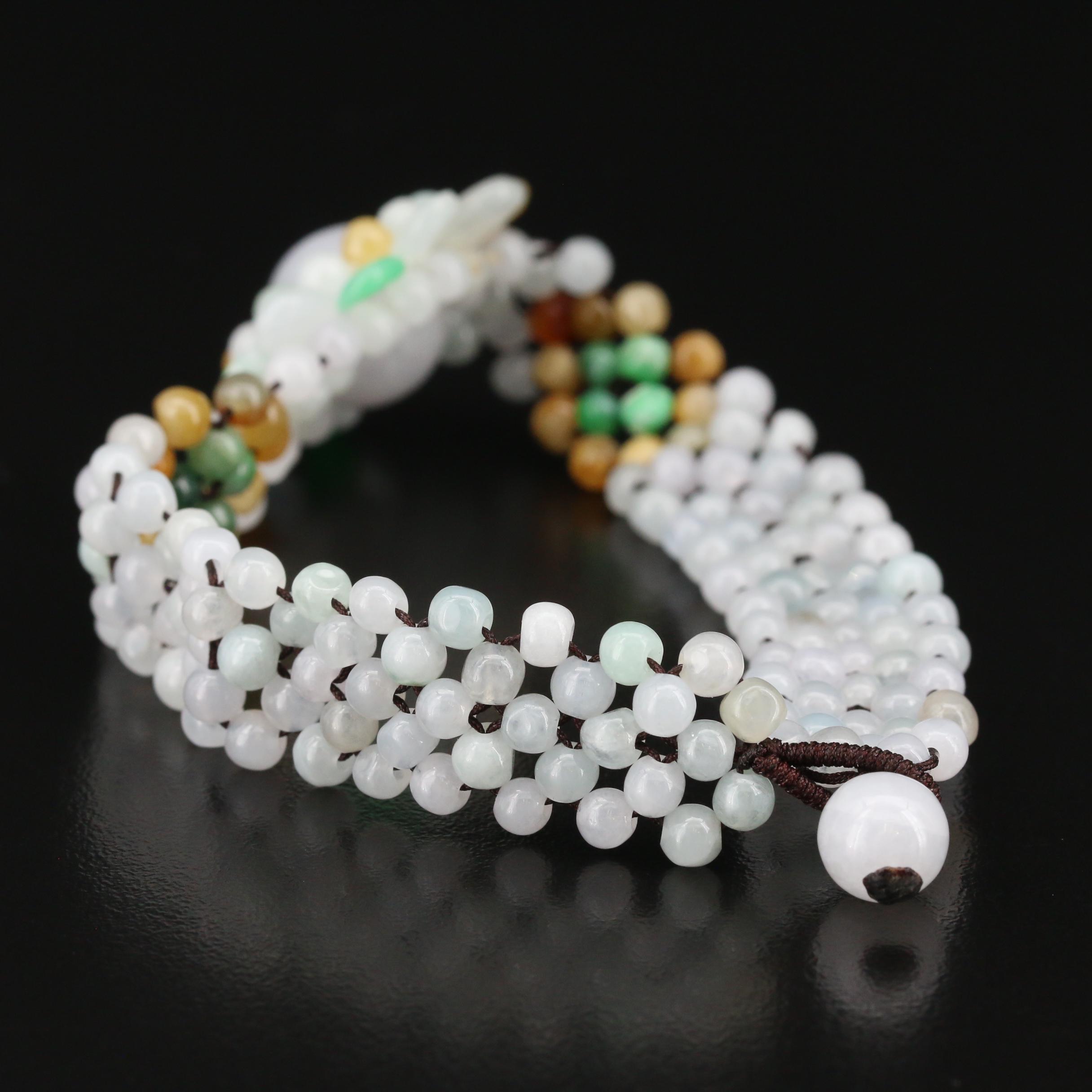 Jadeite Flower Beaded Bracelet