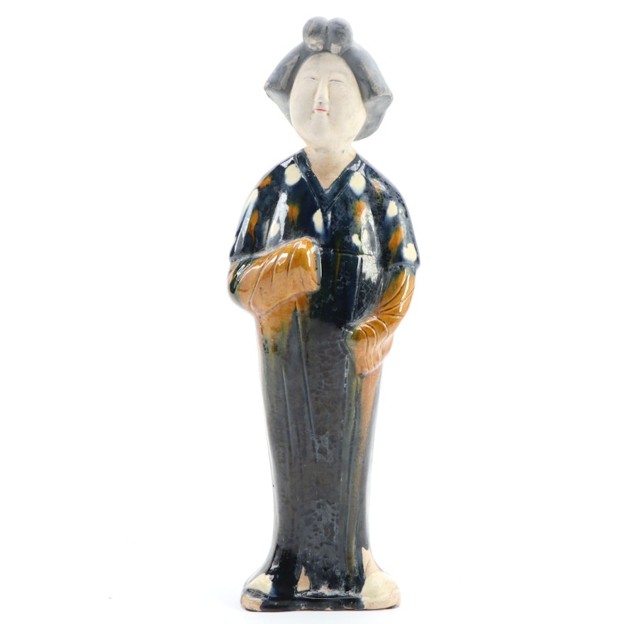 Chinese Tang Dynasty Style Sancai-Glazed Figurine of a Court Lady