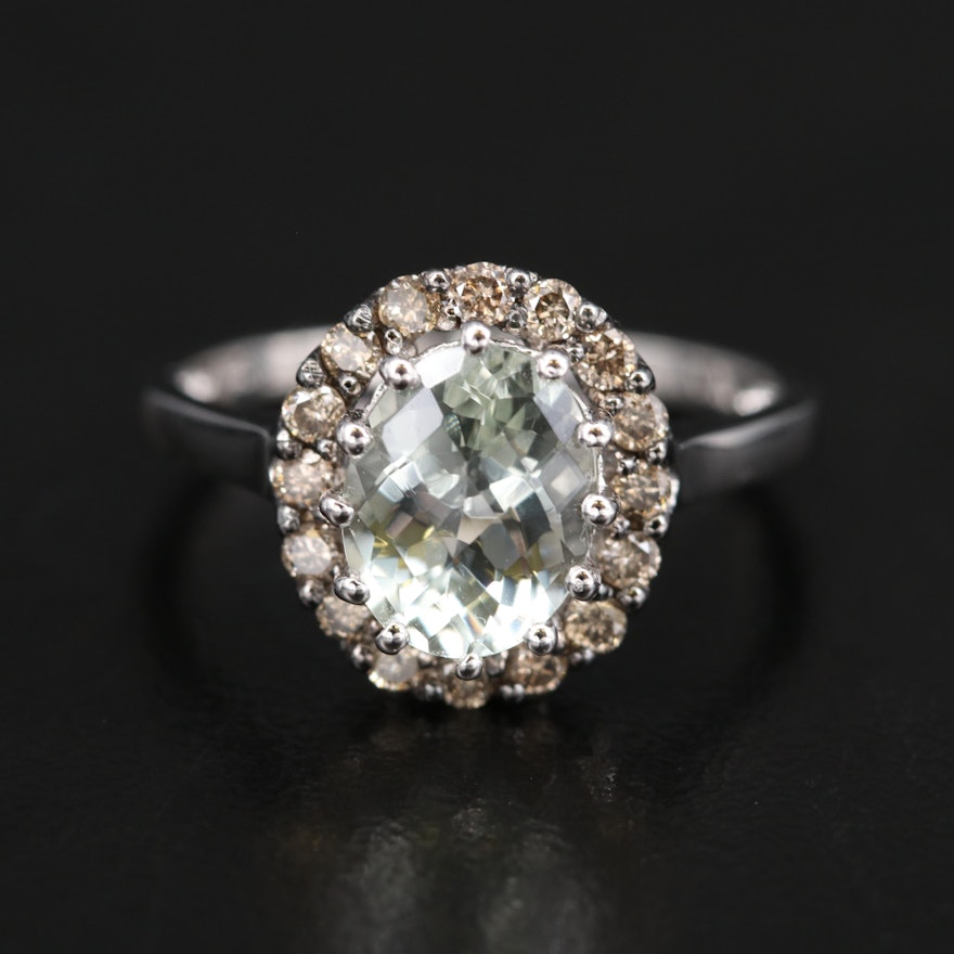 Le Vian 14K Prasiolite and Diamond Halo Ring