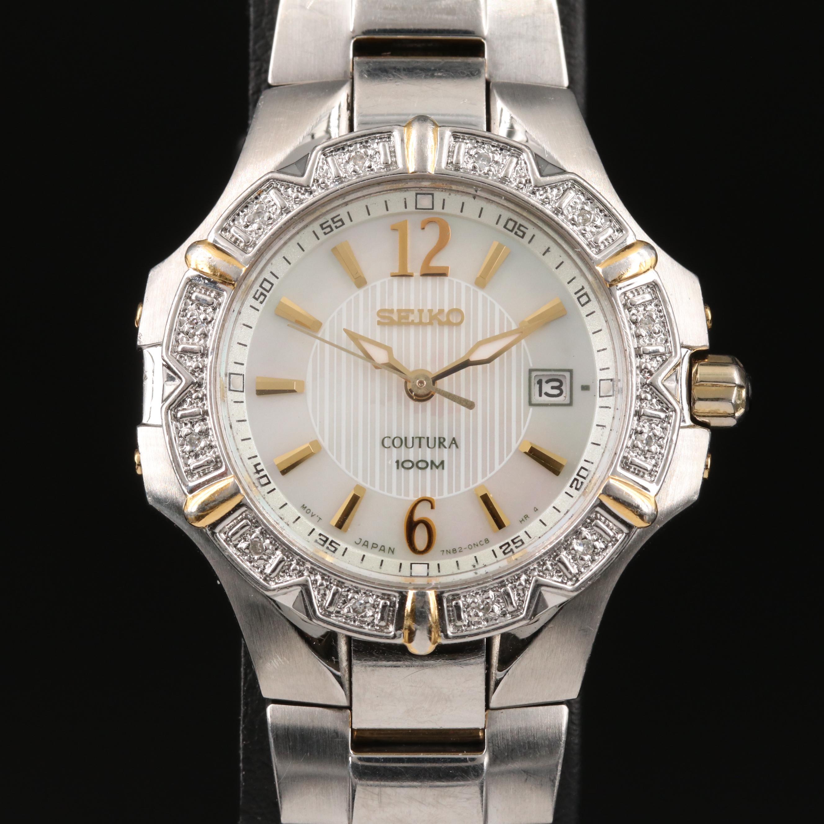 Seiko "Coutura" Diamond Bezel and Mother of Pearl Dial Watch