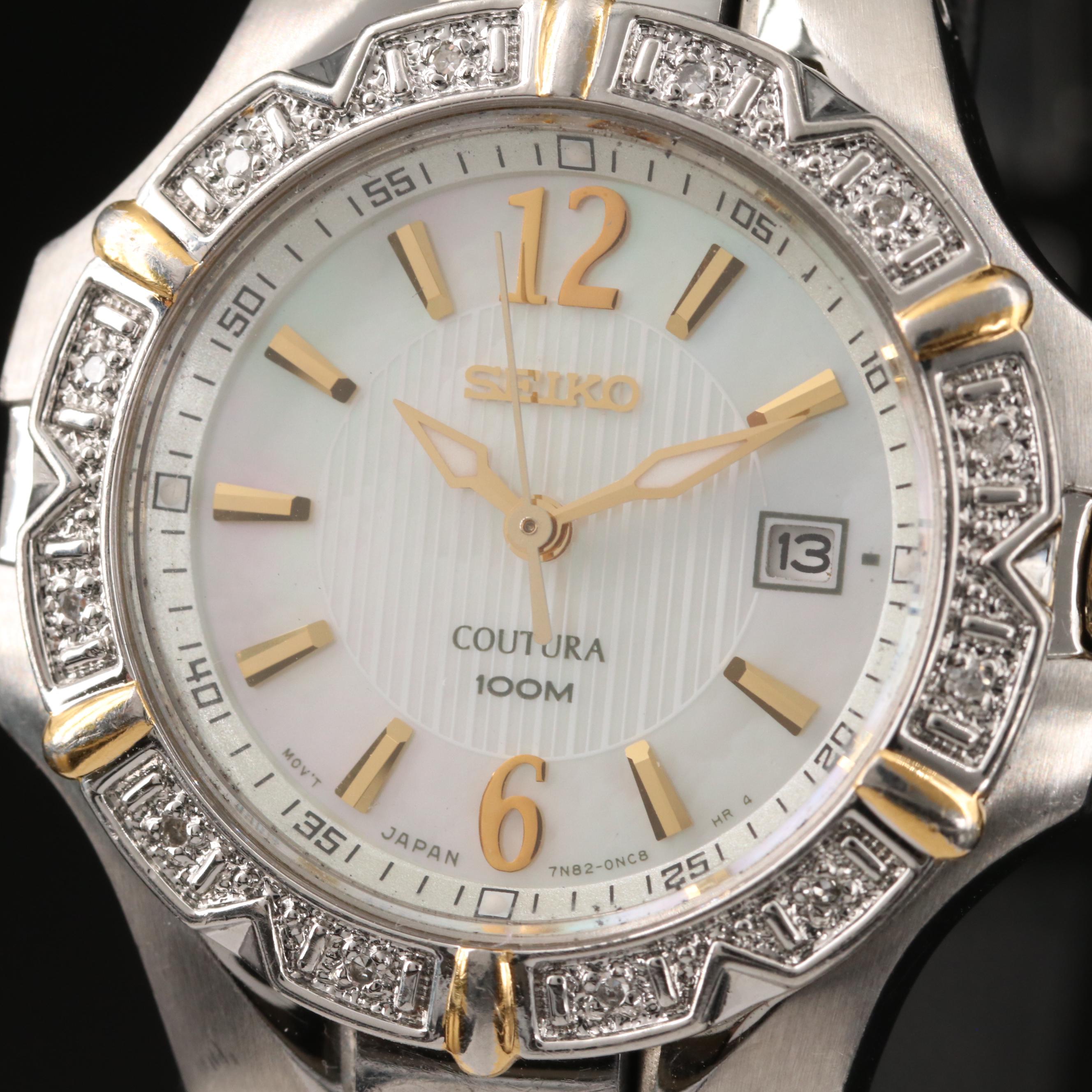 Seiko "Coutura" Diamond Bezel and Mother of Pearl Dial Watch