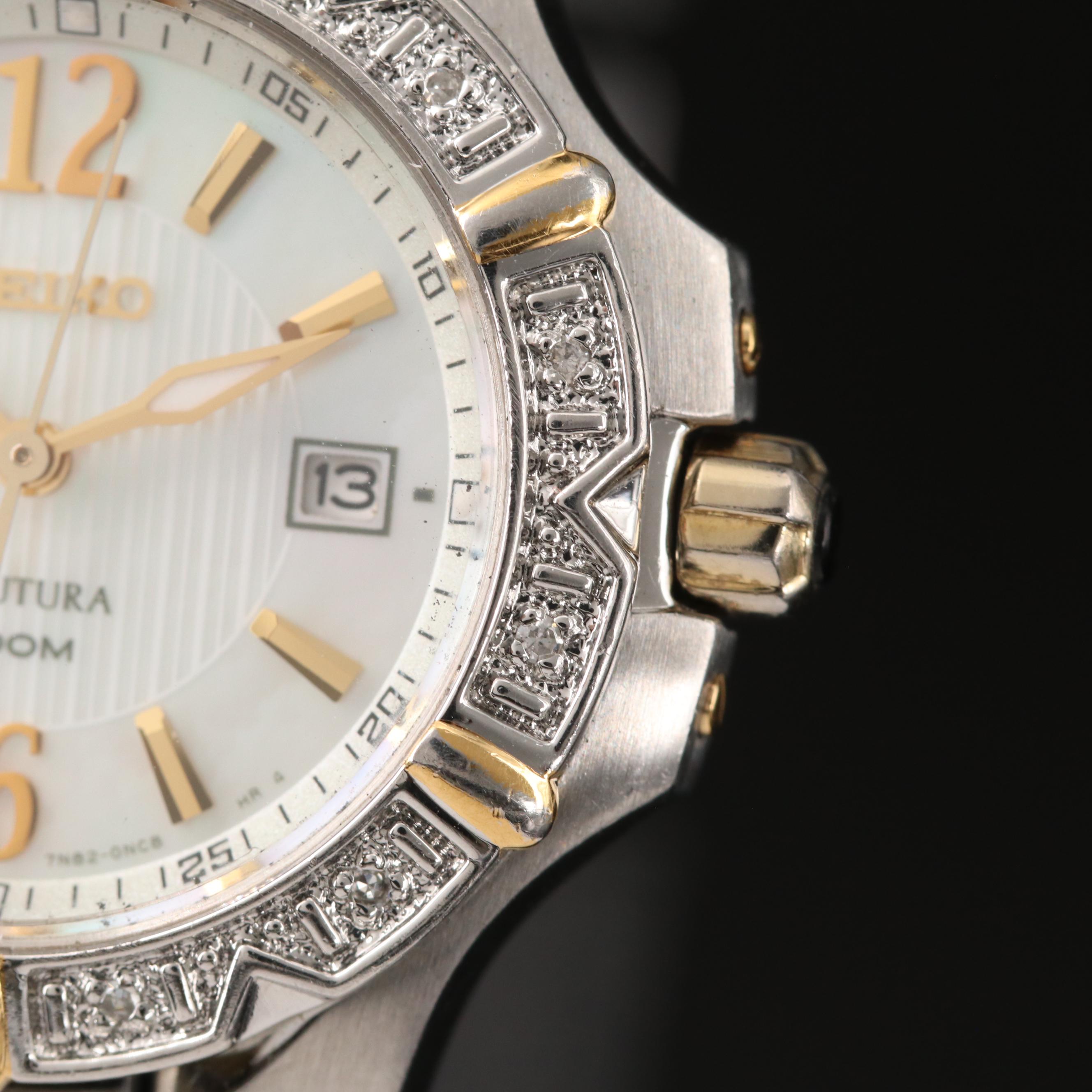 Seiko "Coutura" Diamond Bezel and Mother of Pearl Dial Watch