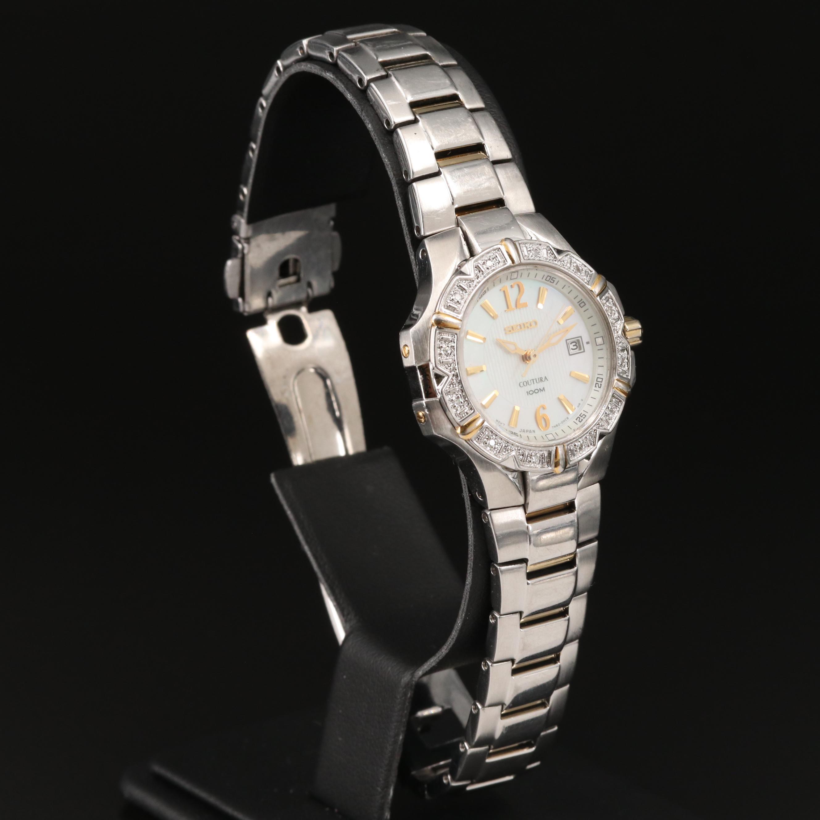Seiko "Coutura" Diamond Bezel and Mother of Pearl Dial Watch