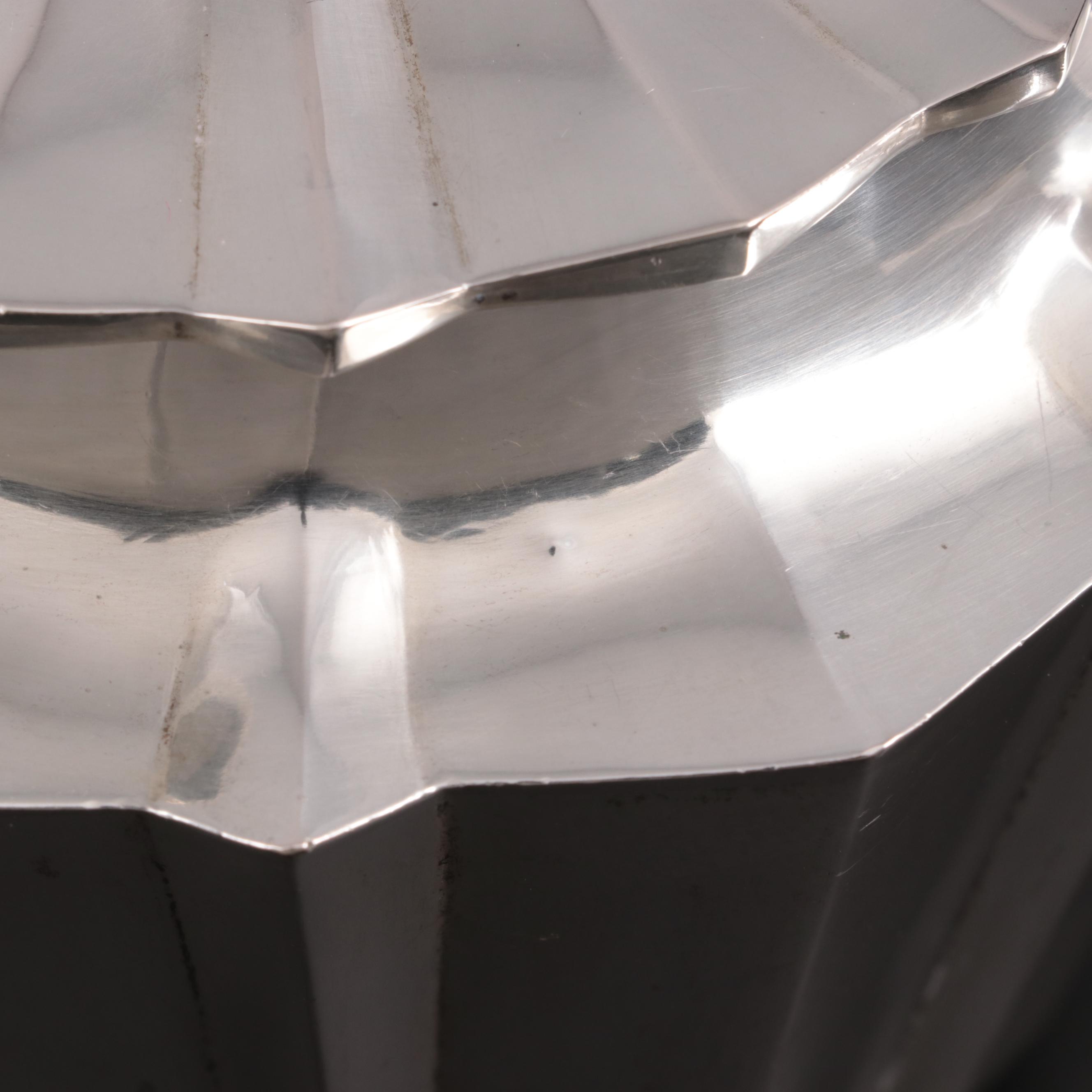 Continental European Fluted 800 Silver Tea Caddy with Ball Feet