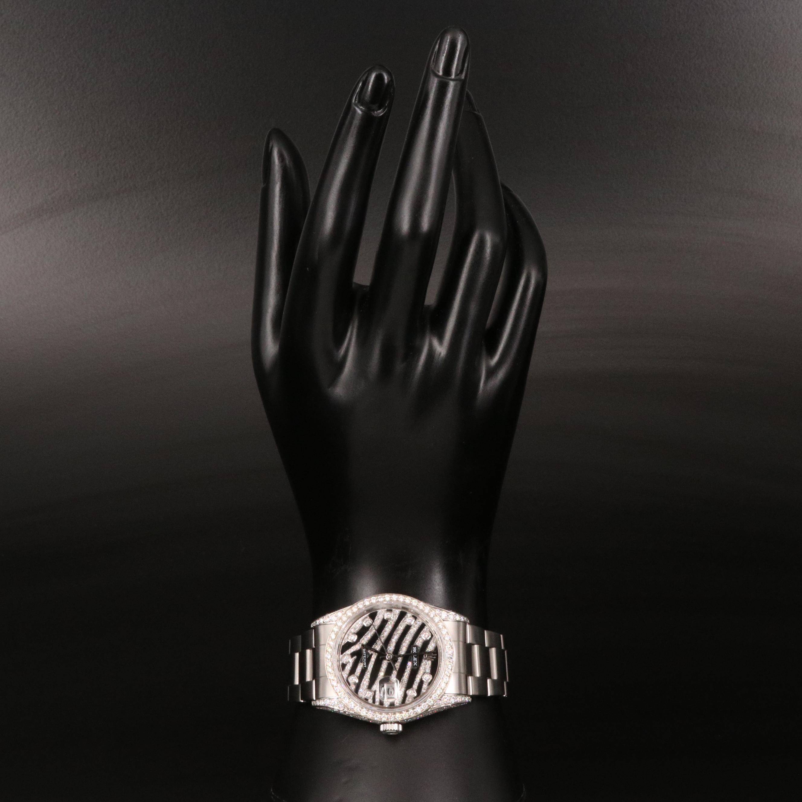 1989 Rolex Datejust 3.65 CTW Diamond Watch with Zebra Dial