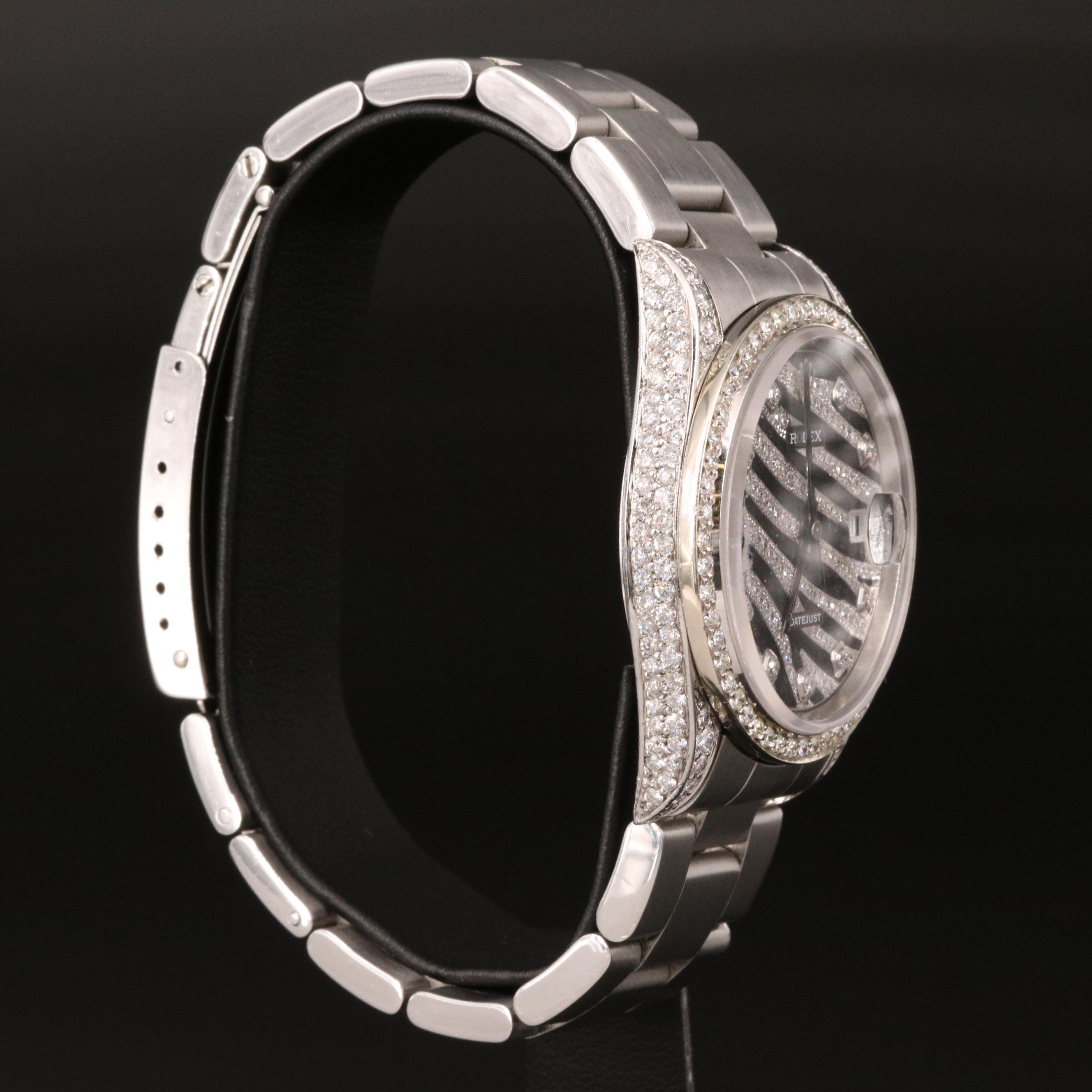 1989 Rolex Datejust 3.65 CTW Diamond Watch with Zebra Dial
