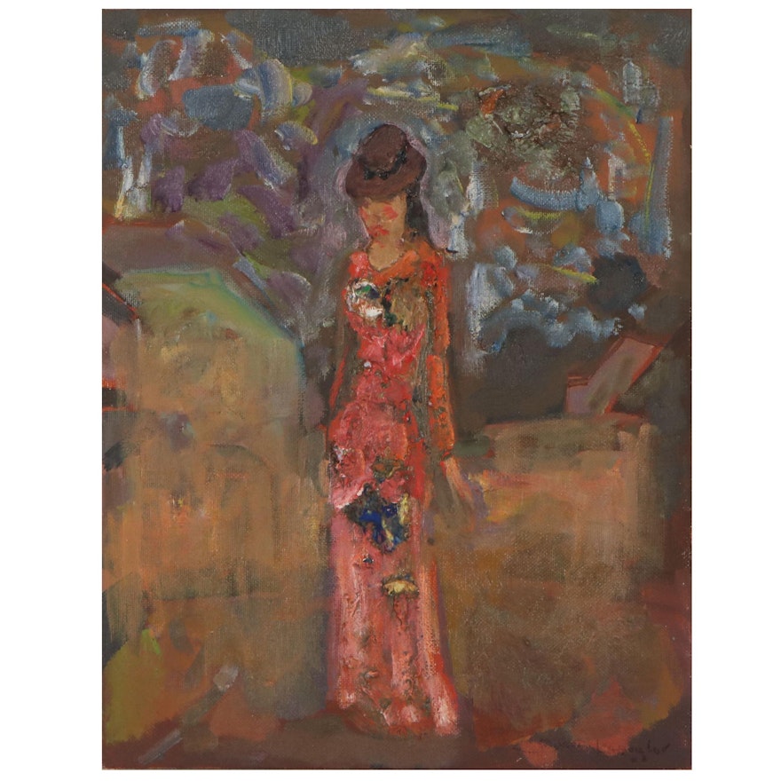 Murat Kaboulov Abstract Oil Painting of Figure in Dress _#998_, 2003