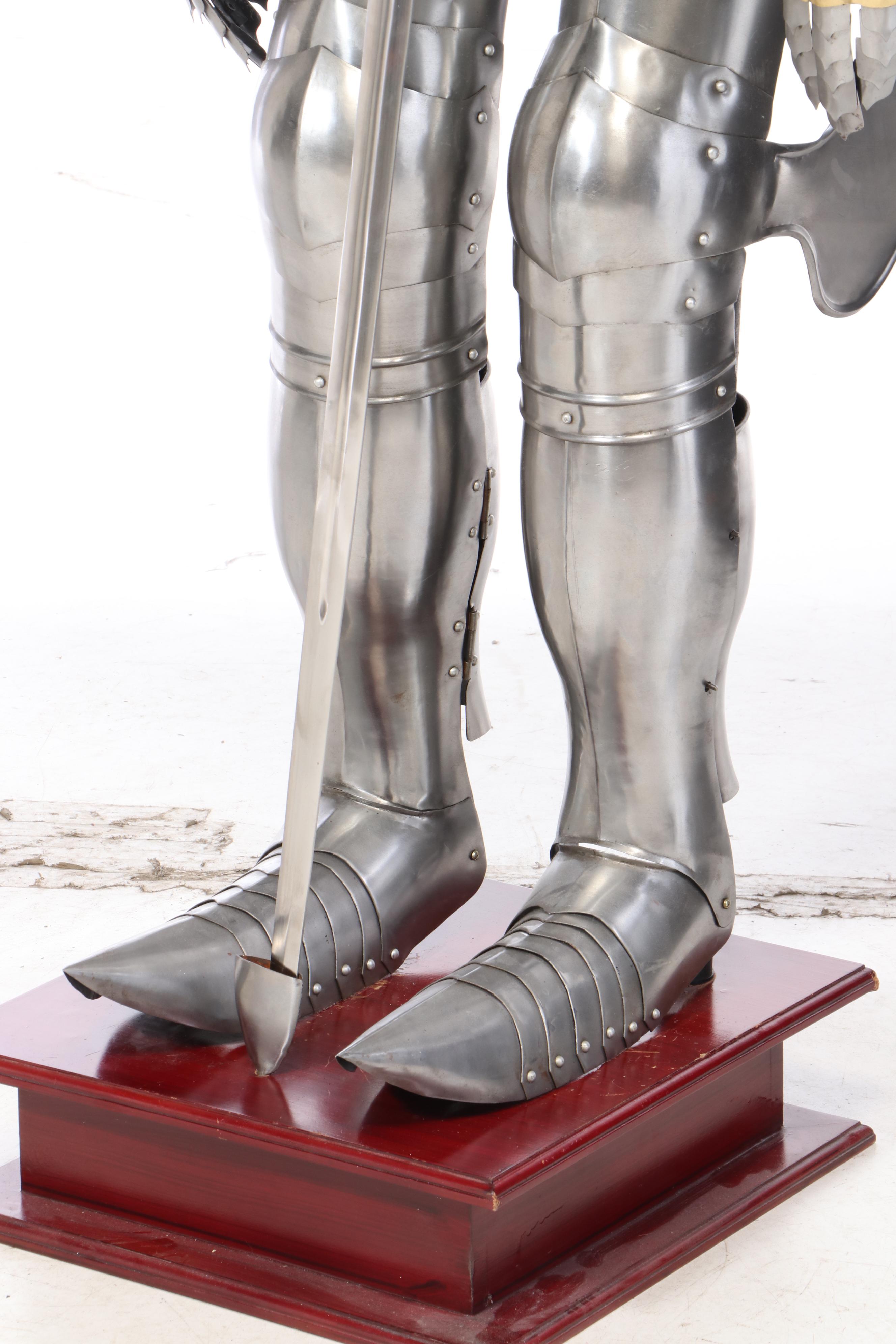 Steel and Brass Suit of Armor with Sword and Shield